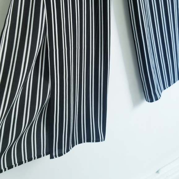NEW RENVY Black and White Stripes with Side-Slit Wide Leg Pants NWOT - Picture 4 of 16
